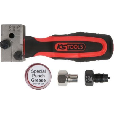 KS TOOLS FLAREFIXeco 4,75 mm Universal-Bremsleitungs-Crimpwerkzeug-Set, 4-teilig 122.1215