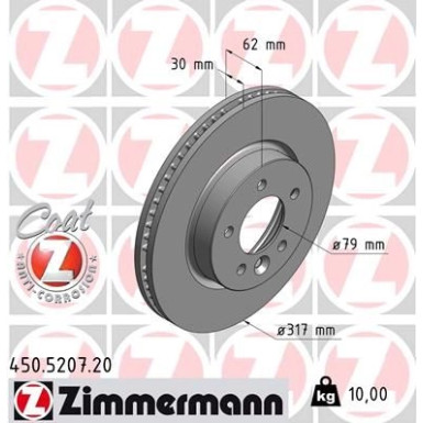 52 481 034 Bremsscheibe VA 450.5207.20 52 481 034 Bremsscheibe VA 450.5207.20