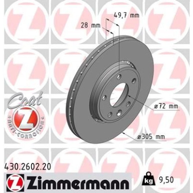ZIMMERMANN Bremsscheibe 430.2602.20 Coat Z