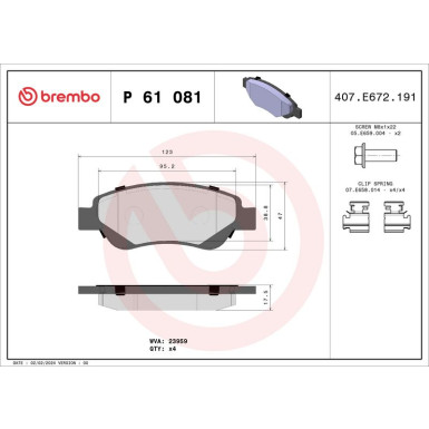 BREMBO Bremsklötze VA P 61 081 BREMBO Bremsklötze VA P 61 081