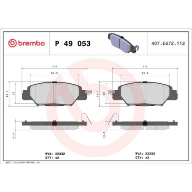 BREMBO Bremsklötze HA P 49 053 BREMBO Bremsklötze HA P 49 053
