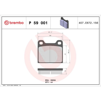 BREMBO Bremsklötze P 59 001