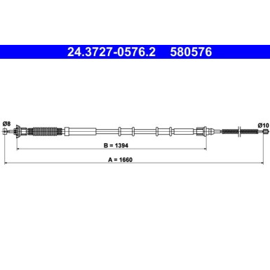 ATE Handbremsseil Seilzug Festellbremse 24.3727-0576.2 ATE Handbremsseil Seilzug Festellbremse 24.3727-0576.2