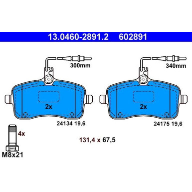 Bremsbelagsatz Peugeot P. 407 1.6-2.0 Hdi 04 13.0460-2891.2 Bremsbelagsatz Peugeot P. 407 1.6-2.0 Hdi 04 13.0460-2891.2