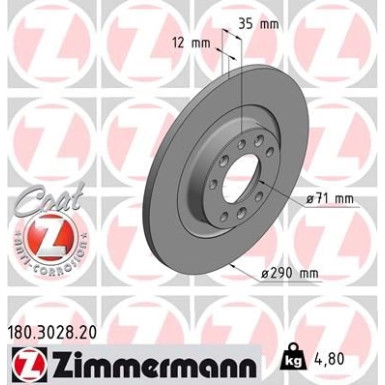 ZIMMERMANN Bremsscheibe 180.3028.20 Coat Z