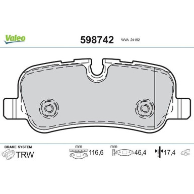 VALEO Bremsbeläge 598742