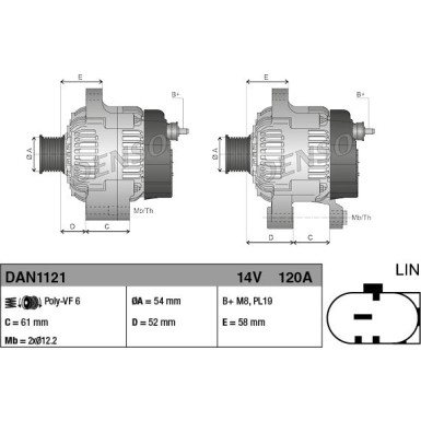 DENSO Generator DAN1121 DENSO Generator DAN1121