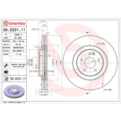 Bremsscheibe VA MERCEDES SL 89-04 PRIME LINE - UV Coated 09.D231.11