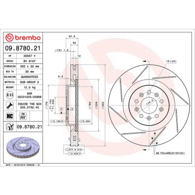 52 481 053 Bremsscheibe VA 09.8780.21 52 481 053 Bremsscheibe VA 09.8780.21