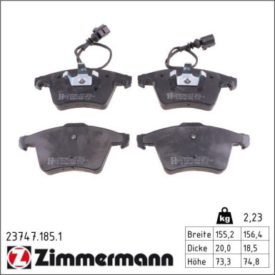 ZIMMERMANN Bremsbeläge 23747.185.1 ZIMMERMANN Bremsbeläge 23747.185.1