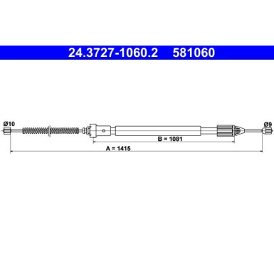 ATE Handbremsseil Seilzug Festellbremse 24.3727-1060.2 ATE Handbremsseil Seilzug Festellbremse 24.3727-1060.2