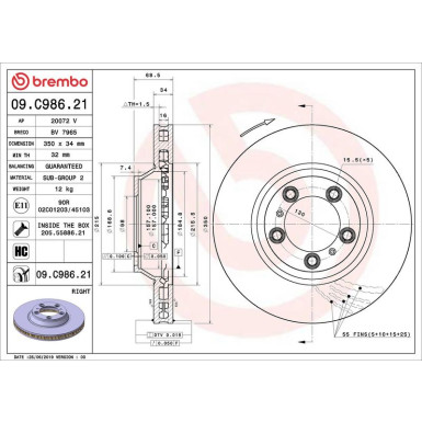 Bremsscheibe VA re 09.C986.21