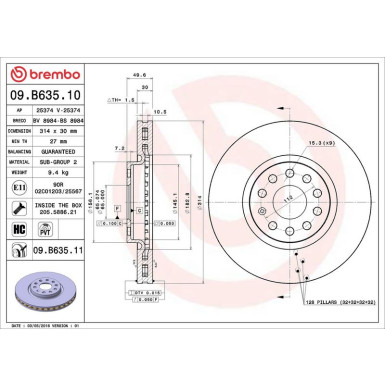 17 481 055 Bremsscheibe VA 09.B635.11 17 481 055 Bremsscheibe VA 09.B635.11