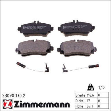 ZIMMERMANN Bremsbeläge 23070.170.2 ZIMMERMANN Bremsbeläge 23070.170.2