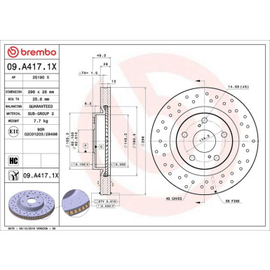 Bremsscheibe VA Xtra 09.A417.1X Bremsscheibe VA Xtra 09.A417.1X
