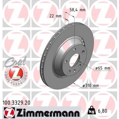 ZIMMERMANN Bremsscheibe 100.3329.20 ZIMMERMANN Bremsscheibe 100.3329.20