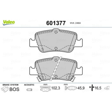 VALEO Bremsbeläge 601377 VALEO Bremsbeläge 601377