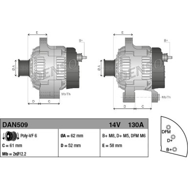 DENSO Generator DAN509 DENSO Generator DAN509