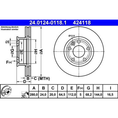 Bremsscheibe Vw P. T4 90-03 24.0124-0118.1 Bremsscheibe Vw P. T4 90-03 24.0124-0118.1