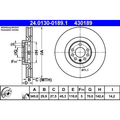 Bremsscheibe Opel P. Vectra 2.8 V6 Turbo 05 24.0130-0189.1 Bremsscheibe Opel P. Vectra 2.8 V6 Turbo 05 24.0130-0189.1