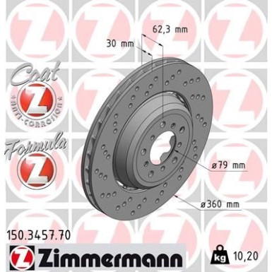 ZIMMERMANN Bremsscheibe 150.3457.70 Formula Z