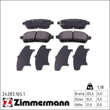 ZIMMERMANN Bremsbeläge 24283.165.1