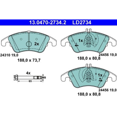Bremsbelagsatz Db P. W204/W212/C218/X218/R172 07- Keramik ATE Ceramic 13.0470-2734.2