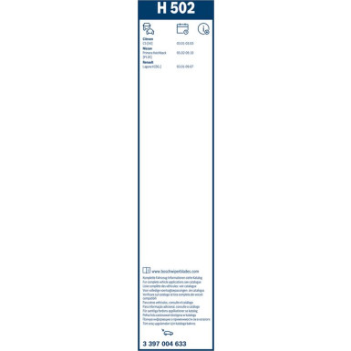 Bosch Wischerblatt H502 3397004633 Bosch Wischerblatt H502 3397004633