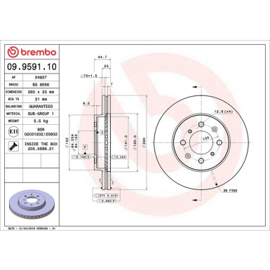 86 481 033 Bremsscheibe VA 09.9591.10 86 481 033 Bremsscheibe VA 09.9591.10