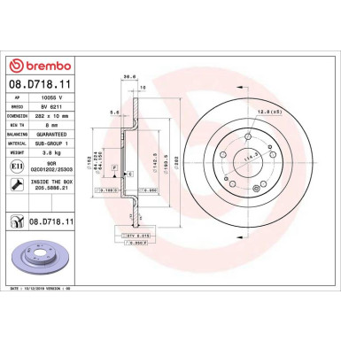 Bremsscheibe HA HONDA PRIME LINE - UV Coated 08.D718.11 Bremsscheibe HA HONDA PRIME LINE - UV Coated 08.D718.11