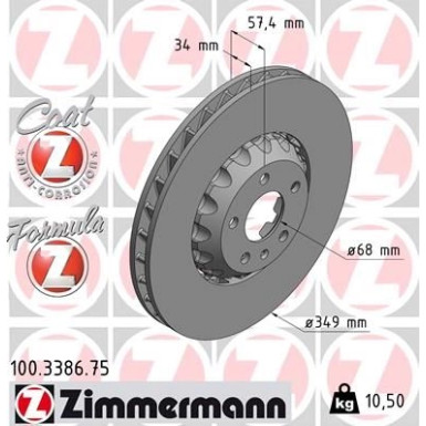 ZIMMERMANN Bremsscheibe 100.3386.75 Formula Z