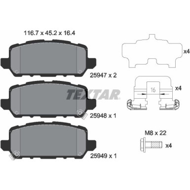 Bremsbelagsatz Honda T. Hr-V 1.5/1.6 I-Dtec 15 2594701 Bremsbelagsatz Honda T. Hr-V 1.5/1.6 I-Dtec 15 2594701