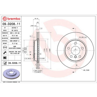 17 481 069 Bremsscheibe VA 09.D208.11