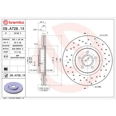 Bremsscheibe VA Xtra 09.A728.1X Bremsscheibe VA Xtra 09.A728.1X