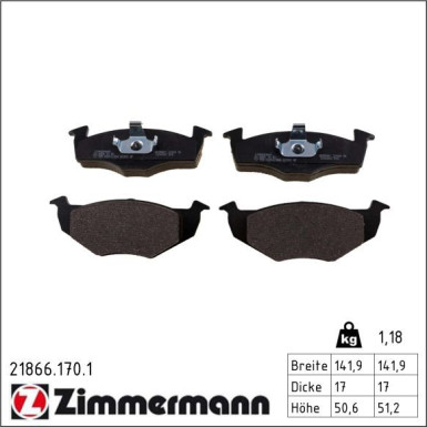 ZIMMERMANN Bremsbeläge 21866.170.1 ZIMMERMANN Bremsbeläge 21866.170.1