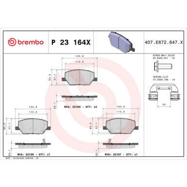 BREMBO Bremsklötze Xtra VA ALFA Tonale FIAT 500X 14 XTRA LINE P 23 164X