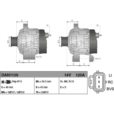 DENSO Generator DAN1139 DENSO Generator DAN1139