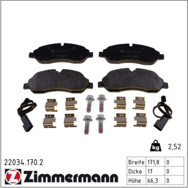ZIMMERMANN Bremsbeläge 22034.170.2 ZIMMERMANN Bremsbeläge 22034.170.2