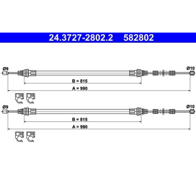ATE Handbremsseil Seilzug Festellbremse 24.3727-2802.2 ATE Handbremsseil Seilzug Festellbremse 24.3727-2802.2