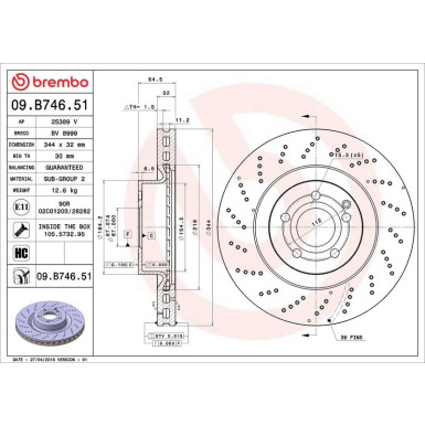 15 481 116 Bremsscheibe VA 09.B746.51 15 481 116 Bremsscheibe VA 09.B746.51
