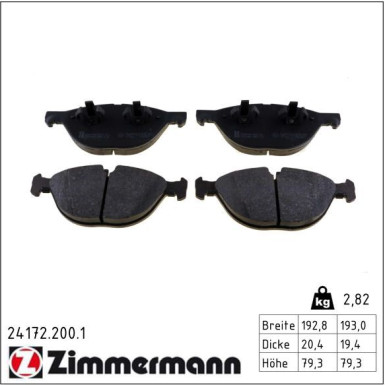 ZIMMERMANN Bremsbeläge 24172.200.1 ZIMMERMANN Bremsbeläge 24172.200.1
