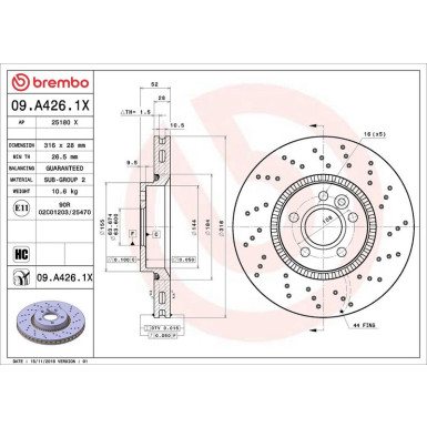 Bremsscheibe VA Xtra FORD Galaxy VOLVO S60, S80 06 XTRA LINE - Xtra 09.A426.1X Bremsscheibe VA Xtra FORD Galaxy VOLVO S60, S80 06 XTRA LINE - Xtra 09.A426.1X