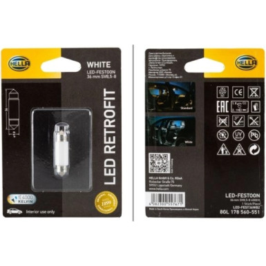 HELLA Glühlampe, Innenraumleuchte 8GL 178 560-551 LED RETROFIT