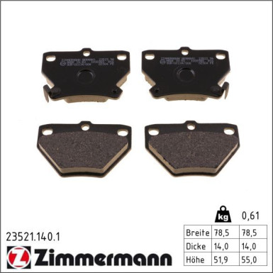 ZIMMERMANN Bremsbeläge 23521.140.1 ZIMMERMANN Bremsbeläge 23521.140.1