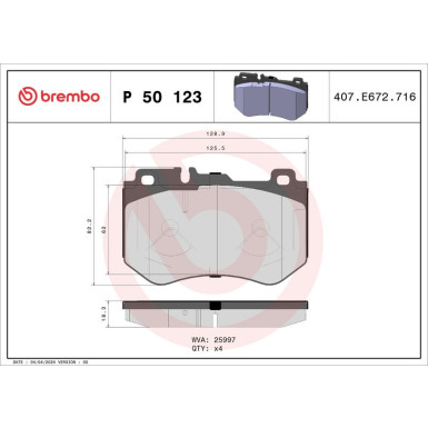 BREMBO Bremsklötze VA P 50 123 BREMBO Bremsklötze VA P 50 123