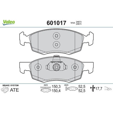 VALEO Bremsbeläge 601017 VALEO Bremsbeläge 601017
