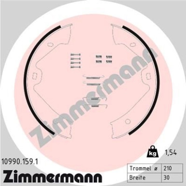 ZIMMERMANN Bremsbackensatz, Feststellbremse 10990.159.1 ZIMMERMANN Bremsbackensatz, Feststellbremse 10990.159.1