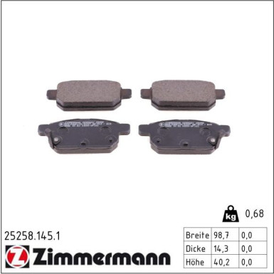 ZIMMERMANN Bremsbeläge 25258.145.1 ZIMMERMANN Bremsbeläge 25258.145.1
