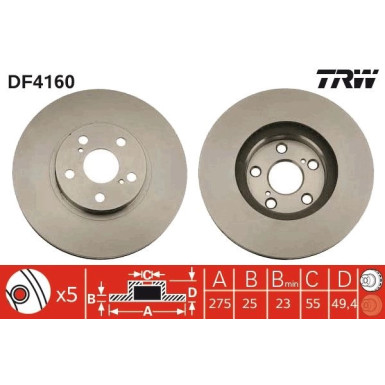 82 481 119 Bremsscheibe VA DF4160 82 481 119 Bremsscheibe VA DF4160