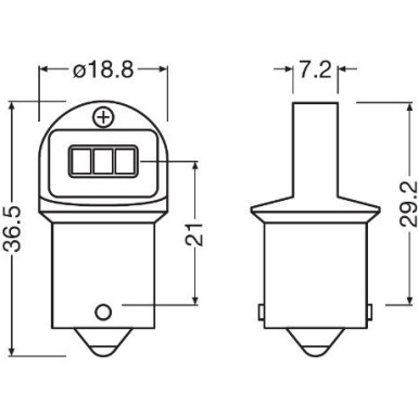 Osram LEDriving® SL ~R10W BA15s 1.2W 12V 6000K 125 lm White 2 St 5008DWP-02B